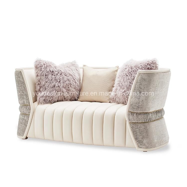 Modern Designer Furnitures European Style Luxury Living Room Fabric Sofas Set Furniture with Gold Stainless Steel Frame