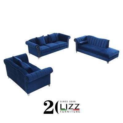 Latest Design Sofa Set Living Room Chesterfield Velvet Fabric Sofa Furniture