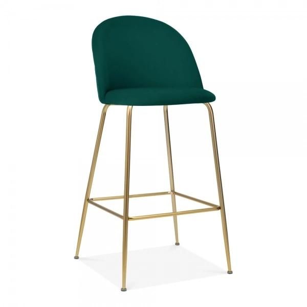 Modern Home Kitchen Bar Furniture Bar Stool Chair with Grey Velvet Back and Seat Gold Plated Legs