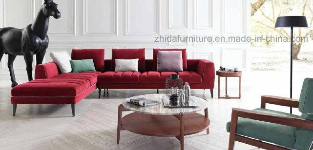 Living Room Furniture Italian Modern Designs Genuine Leather Fabric L Shape Corner Sofa