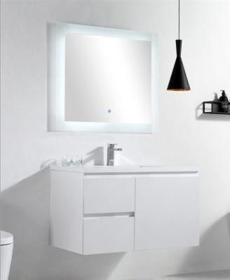 Modern Style White PVC Bathroom Vanity with Single Sink &amp; Simple Hingers Bathromm Cabinet