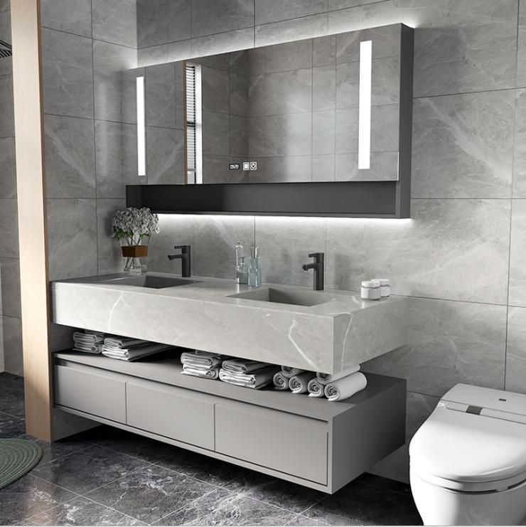 Rock Plate Integrated Basin Bathroom Cabinet Modern Simple Washbasin Washbasin Cabinet Combined Toilet Washstand Double Basin