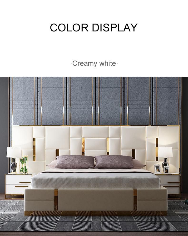 Modern Big Headboard Hotel Bedroom Set Leather Luxurious Bedroom Furniture