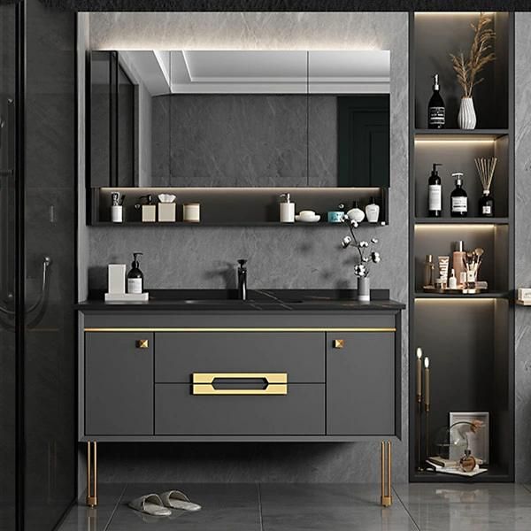 Modern Luxury Bathroom Cabinet Furniture LED Light Glass Mirror Vanity