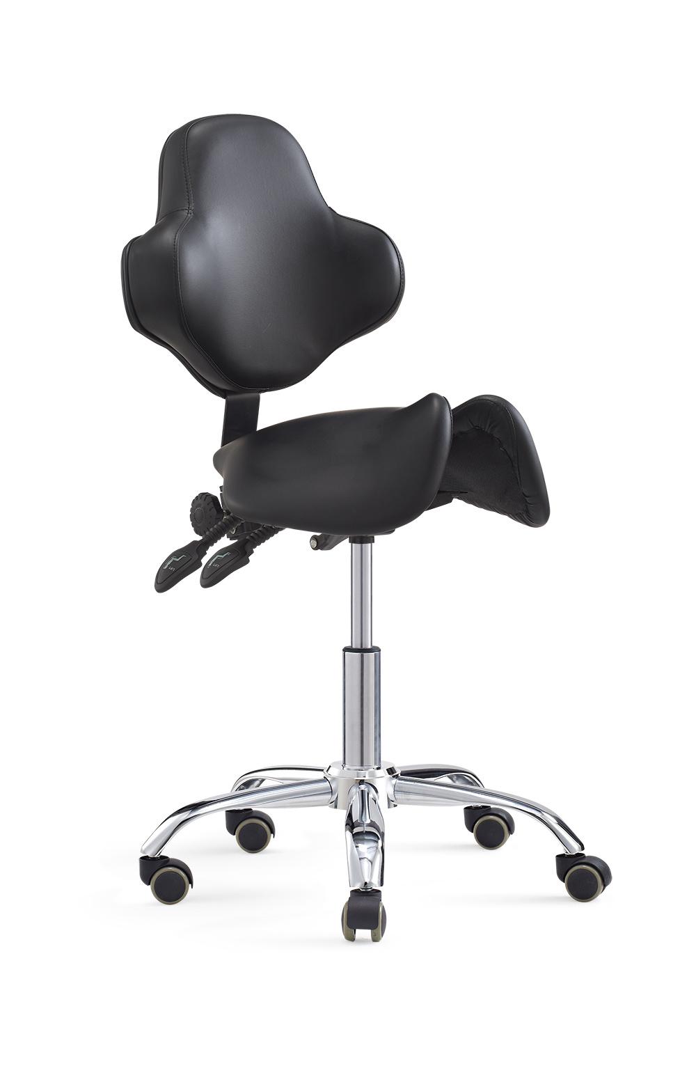 Massage Tools Rolling Saddle Stool with Back Support