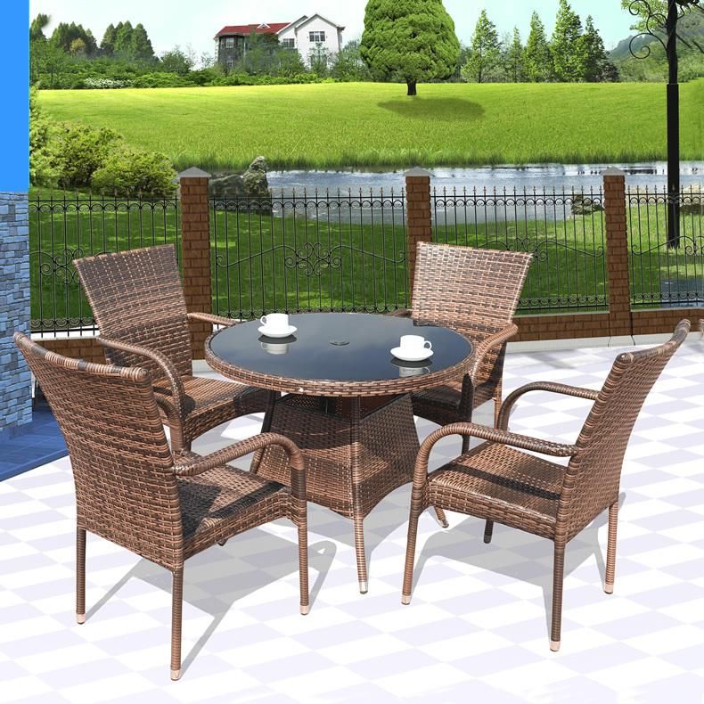 Rattan Outdoor Furniture Solid Wicker Garden Sets PE Rattan Table and Chairs