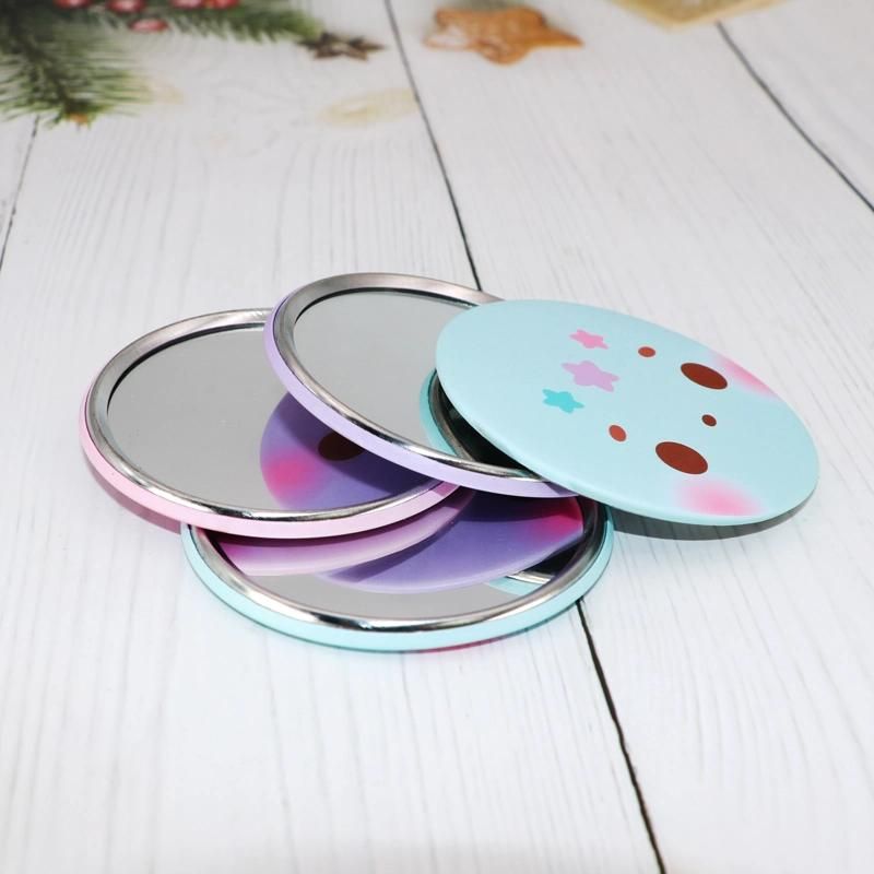 Custom Print Logo Cute Tinplate Pocket Round Mini Mirror for Makeup Small Vanity Mirror