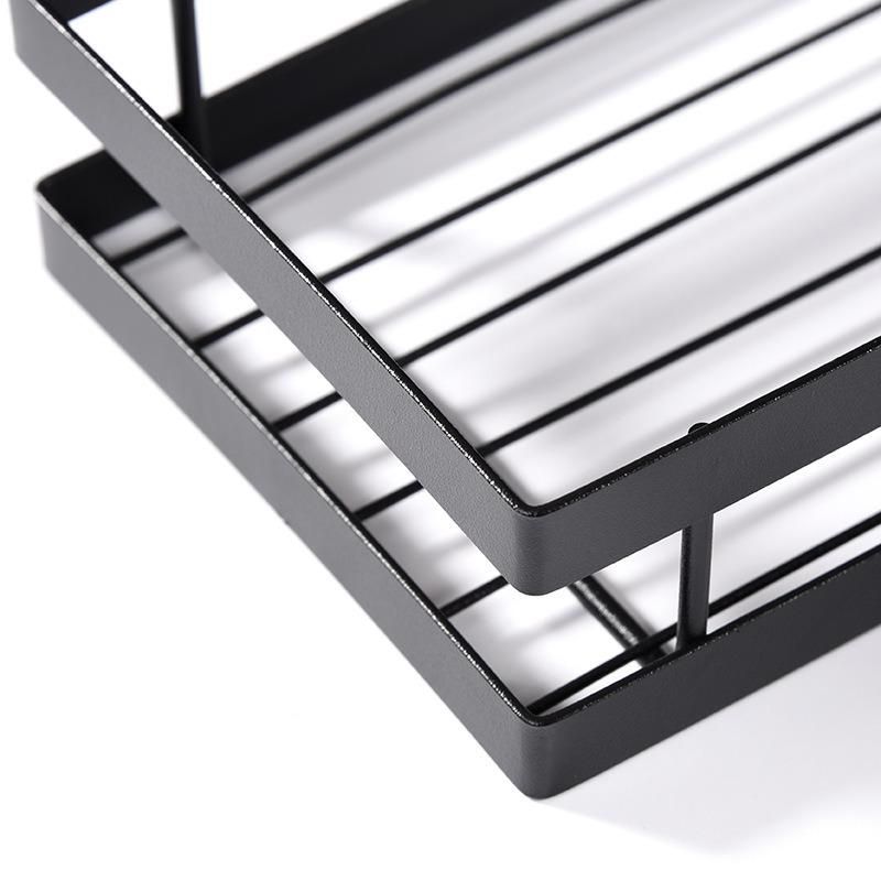 Modern Simple Iron Seasoning Rack Hole Free Kitchen Storage Rack Wall Mounted Bathroom Balcony Finishing Storage Rack