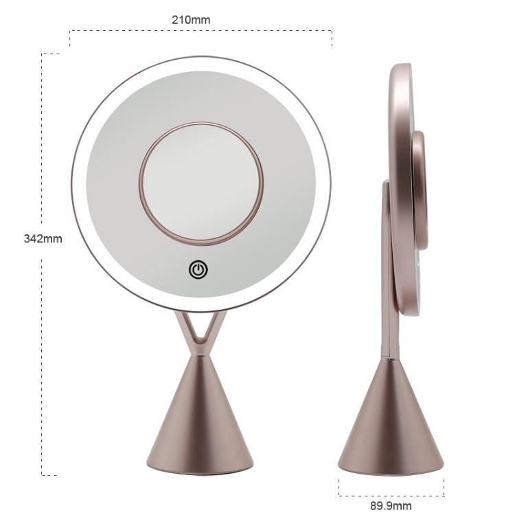 Round Vanity Table Makeup Mirror with Touch Sensor and 5X Magnifying