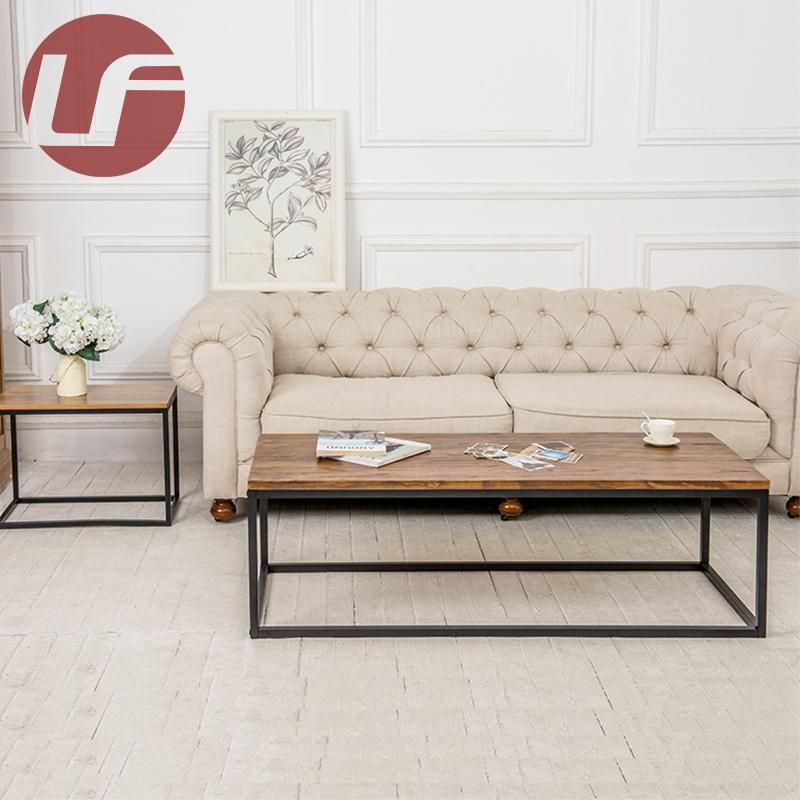 Modern Wood Coffee Table with Metal Base Hotel Lobby Apartment Hot Sale Produce