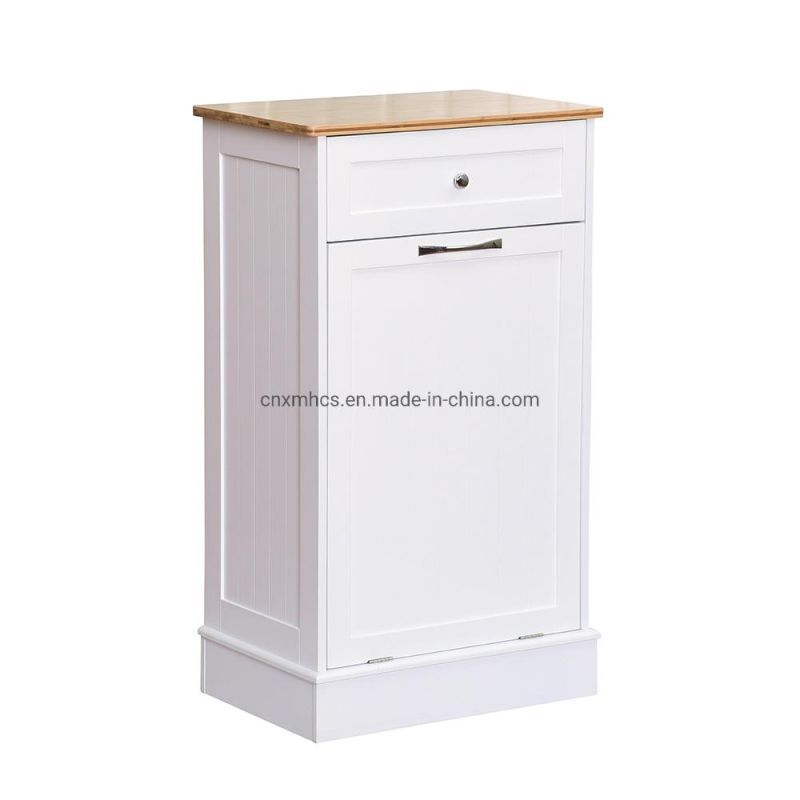 Modern White Wooden Corner Storage Cabinet Bedside Table Drawers Trash Dustbin Waste Bins for Living Room / Bedroom / Kitchen