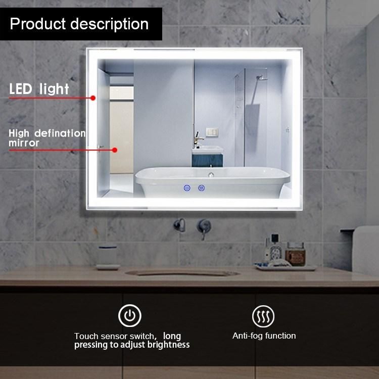 Home Decor Rectangle Framed Lighted LED Wall Bathroom Mirror