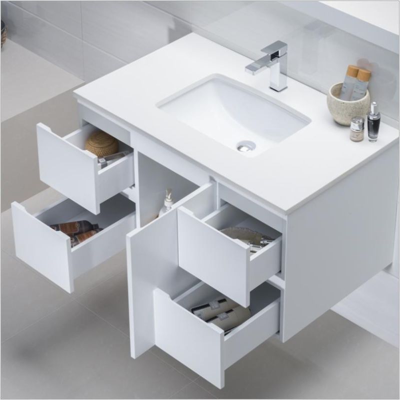 Simple Solid Wood Bathroom Furniture with Mirror