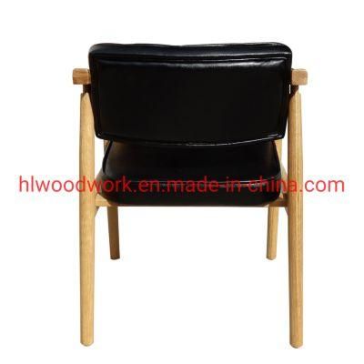 Leisure Chair Dining Chair Oak Wood Frame Natural Color Black PU Cushion Wooden Chair furniture Dining Room Furniture