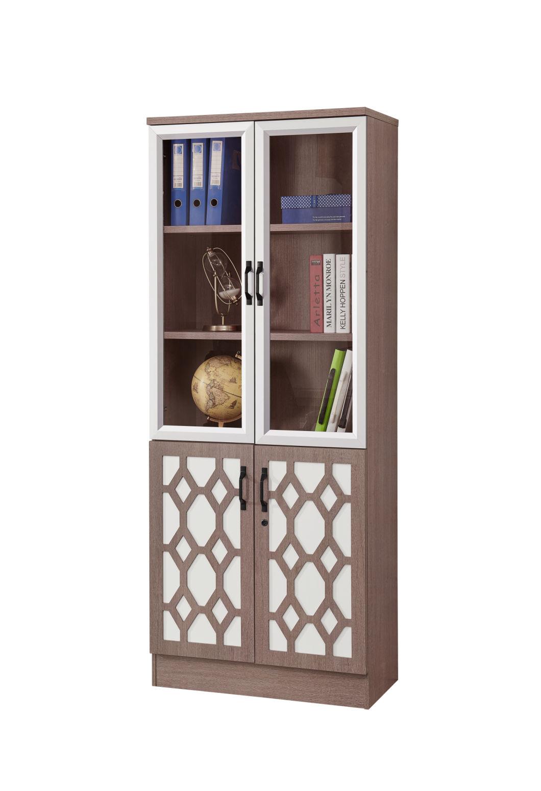 Hot Sale Modern Design MDF Luxury Wooden 2 Doors Bookshelf Office File Cabinet