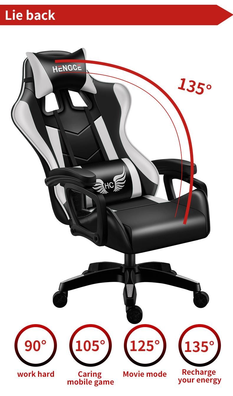 OEM ODM Adult Swivel Racing Gaming Chair with Removable Head Rest Lumbar Cushion