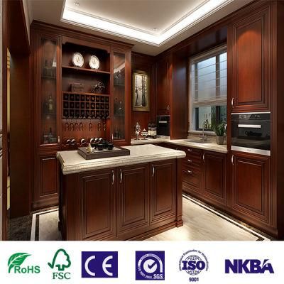 Modern Modular Brown Shaker Kitchen Cabinets Solid Wood Factory