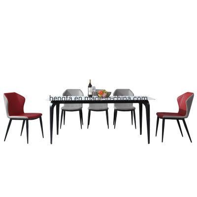 Modern Home Dining Room Furniture Set Steel Frame Marble Dining Table