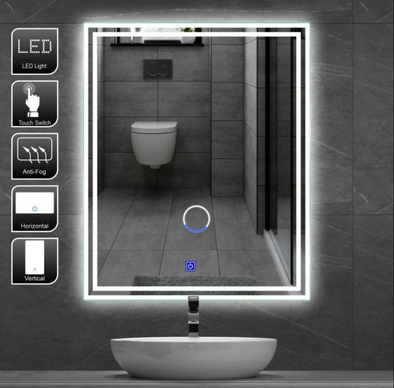 LED Mirror Bathroom Vanity Mirror, Wall Mounted Anti-Fog Dimmable Lights Makeup Mirror with Touch Switch