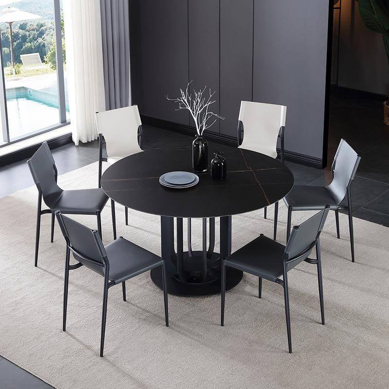 Modern Metal Slate Top 1.8m Size Dining Table for Apartment Furniture