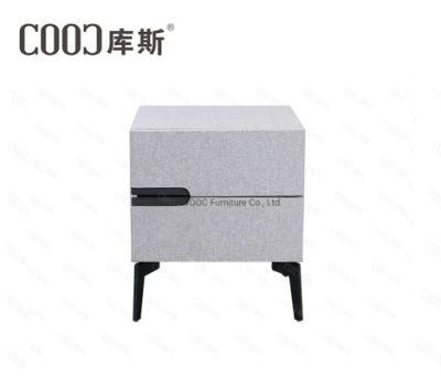 Bedroom Furniture Modern Minimalist Style Grey Artificial Leather Nightstands