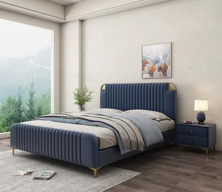 Commercial Latest Wooden Home Bedroom Storage Leather Bed