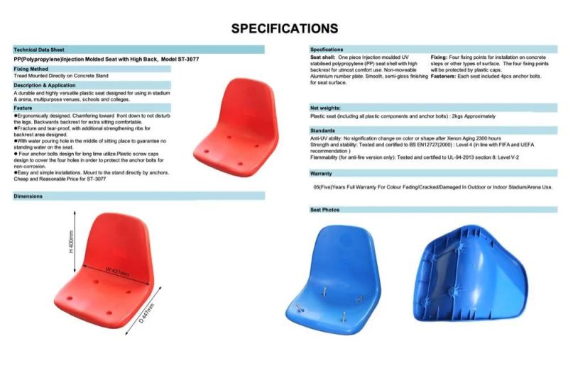 The Cheapest Price Fob Ningbo $6/PCS and The Best Quality SGS Approval Stadium Seating Stadium Seat