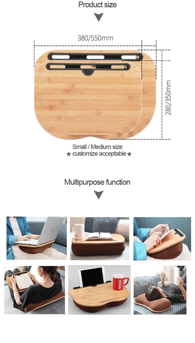 Bamboo Knee Lap Desk Laptop Stand Lazy Cushion Laptop Desk with Mouse Pad for Couch