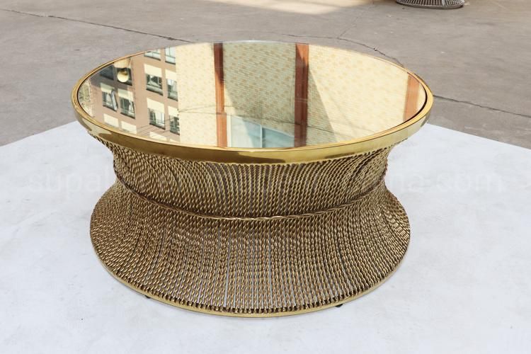 Hotel Furniture New Round Rattan Mirrored Coffee Table