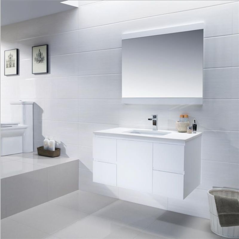 Simple Solid Wood Bathroom Furniture with Mirror