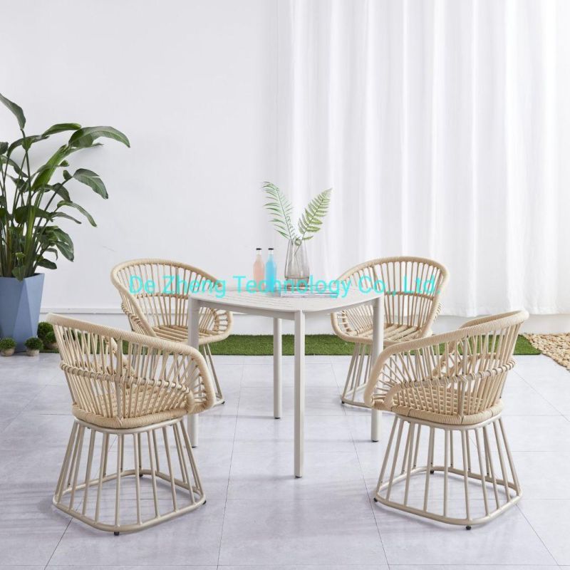 Modern Restaurant Aluminum Balcony Set Antique Rope Hotel Chair Style Restaurant Furniture