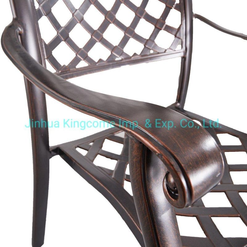 Patented Modern Design Garden Cast Aluminum Chair with Armrest