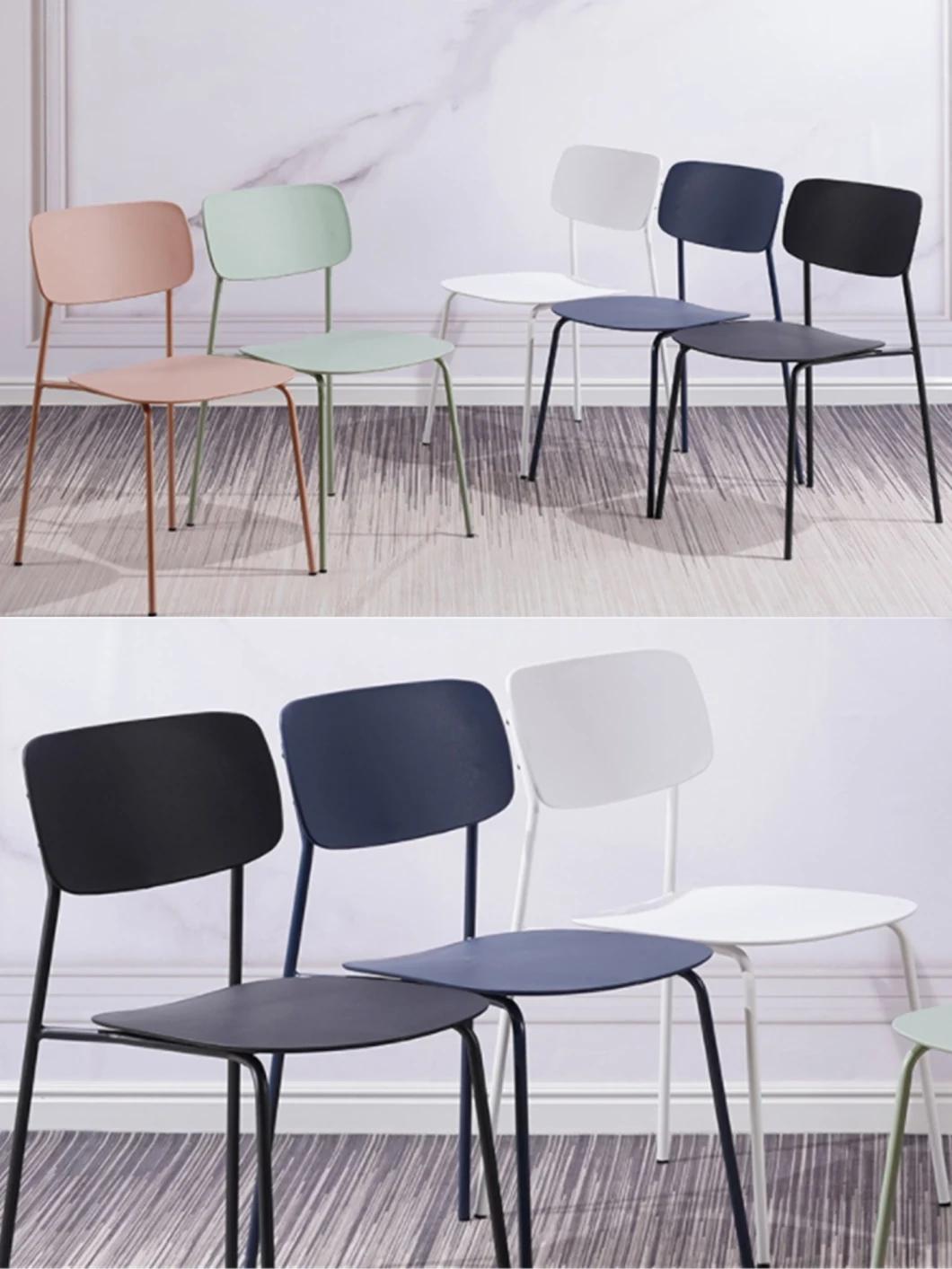 New Design PP/PU Seat Cafe Chair with Metal Legs Plastic Chair for Dining Hall Cheap Training Chair