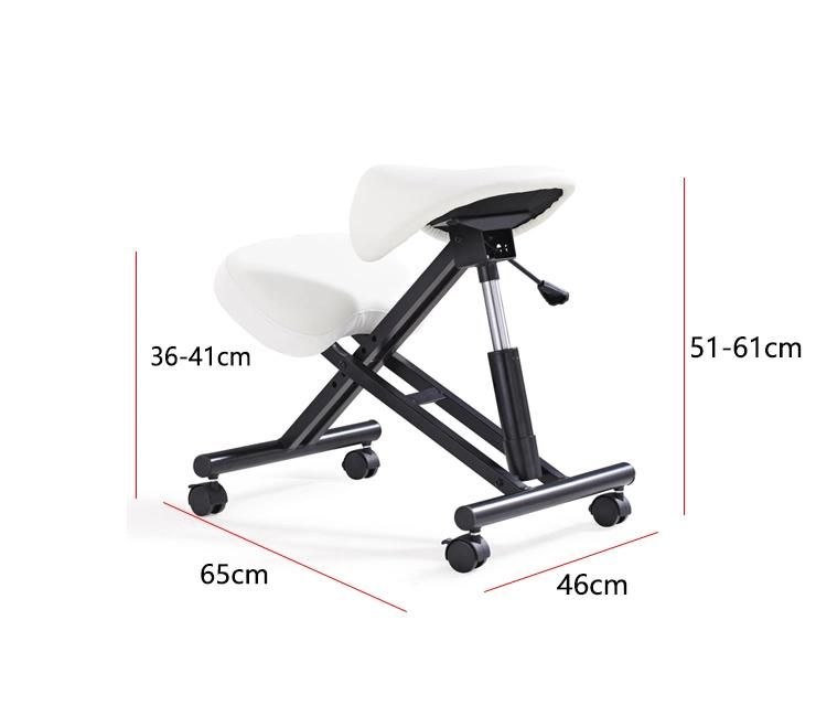 Adjustable New White Saddle Seat Kneeling Chair