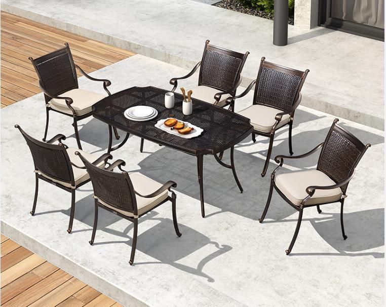 Chinese Modern Leisure Outdoor Garden Patio Restaurant Home Living Room Wooden Table Wicker Rattan Sofa Aluminum Metal Interior Bar Dining Furniture