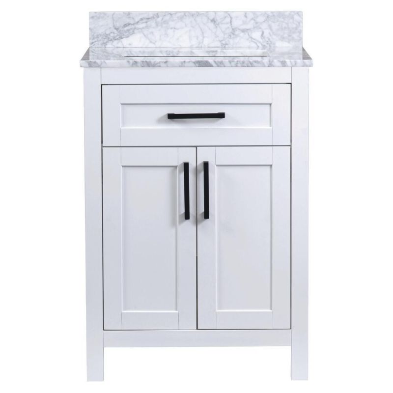 48"W X 22"D Blue Vanity and Carrara Marble Vanity Top with Rectangular Undermount Bowl