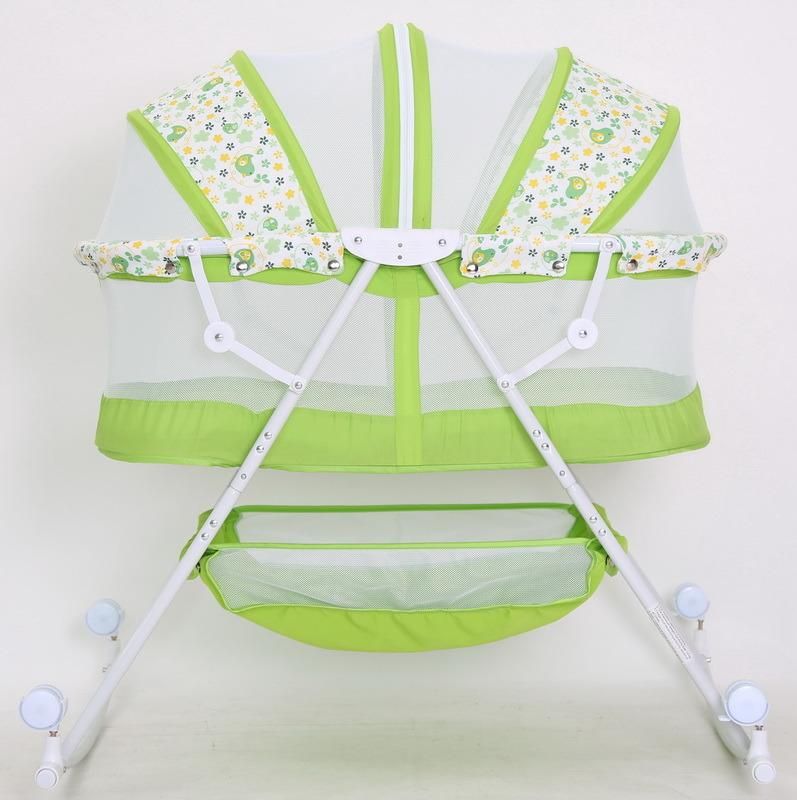 Adjustable Baby Bed with Canopy and Rocking Function