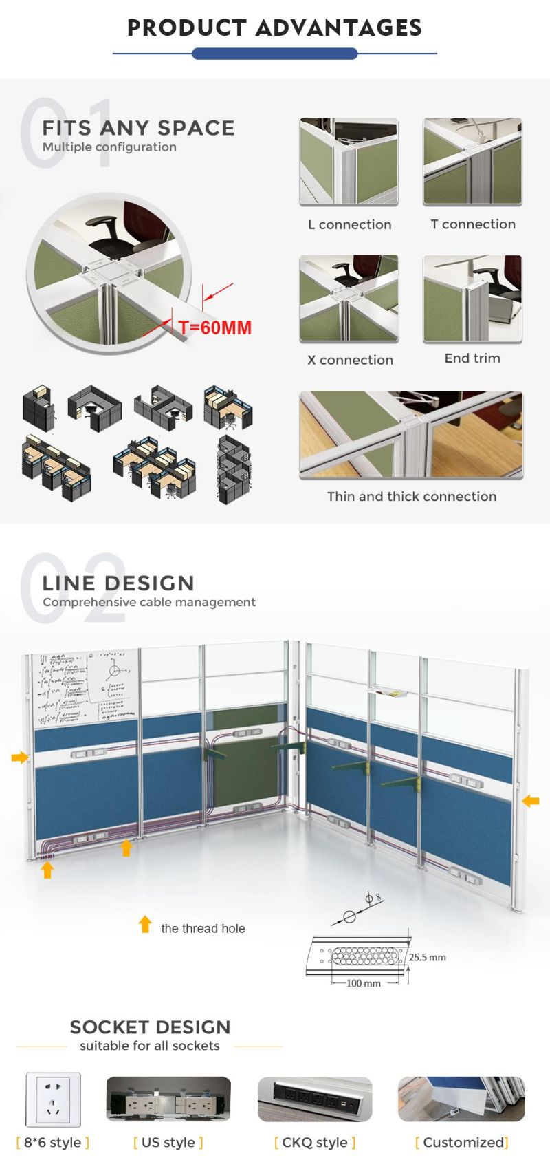 Panel System Dividers Aluminum Partitions Office Cubicle Partition Round Workstation Office Furniture