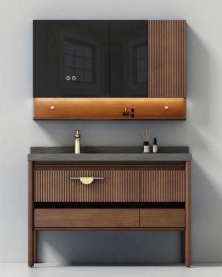 Brown Melamine Bath Cabinet with 2 Drawers Mirror Cabinet