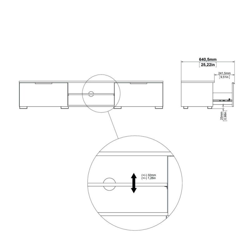 Drawer 2 Shelf TV Stand