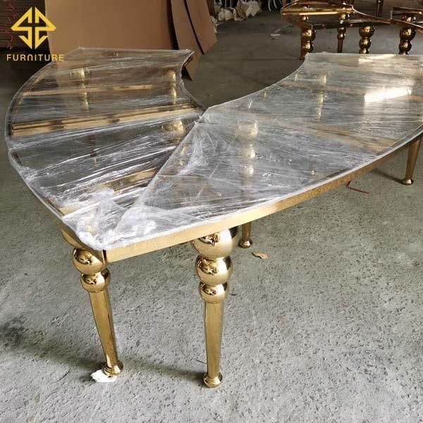 Dubai Style Stainless Steel Acrylic Table for Wedding Event