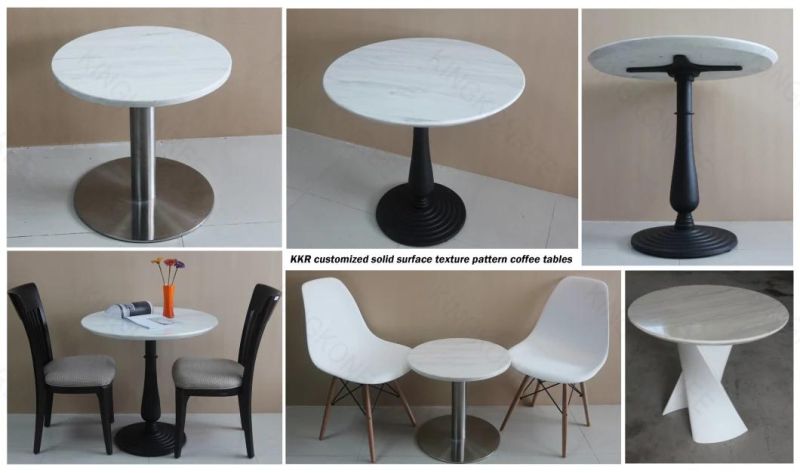 Kingkonree Modern Composite Resin Table for Family Round Food Dining Table for Restaurant