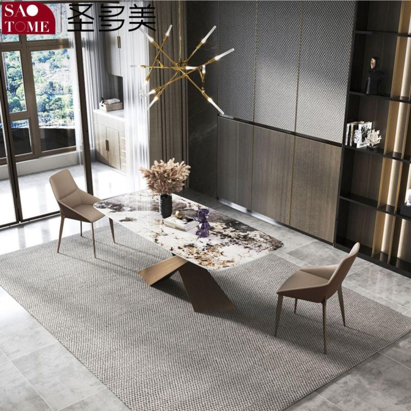 Modern High-Grade Rock Board Furniture Cross Base Dining Table