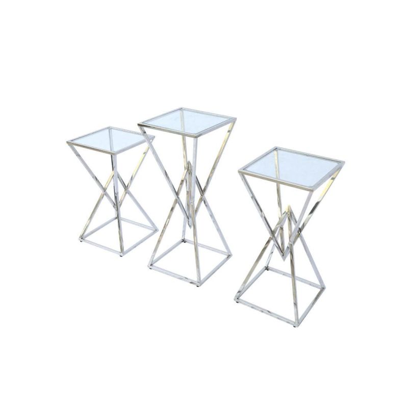 Modern Bar Side Table with Tempered Glass Top for Wedding/Banquet/Party/Event Furniture