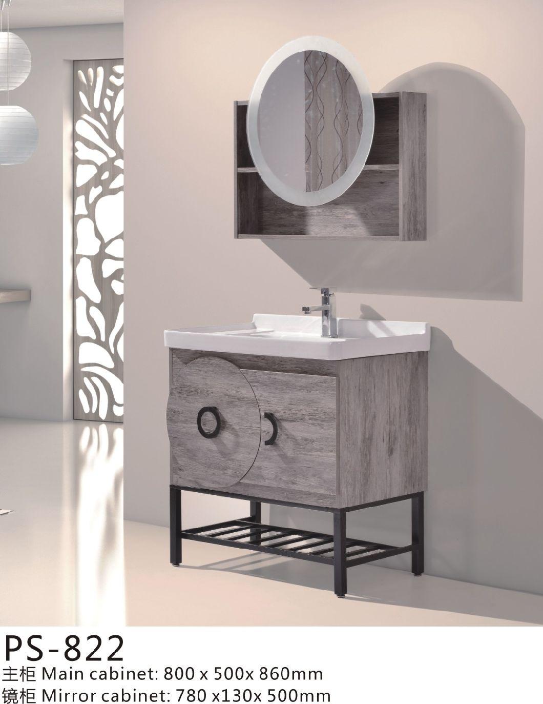 PVC Paint Free Wall Mounted Type Bathroom Furniture with Artificial Stone Top Ceramic Basin and Mirror