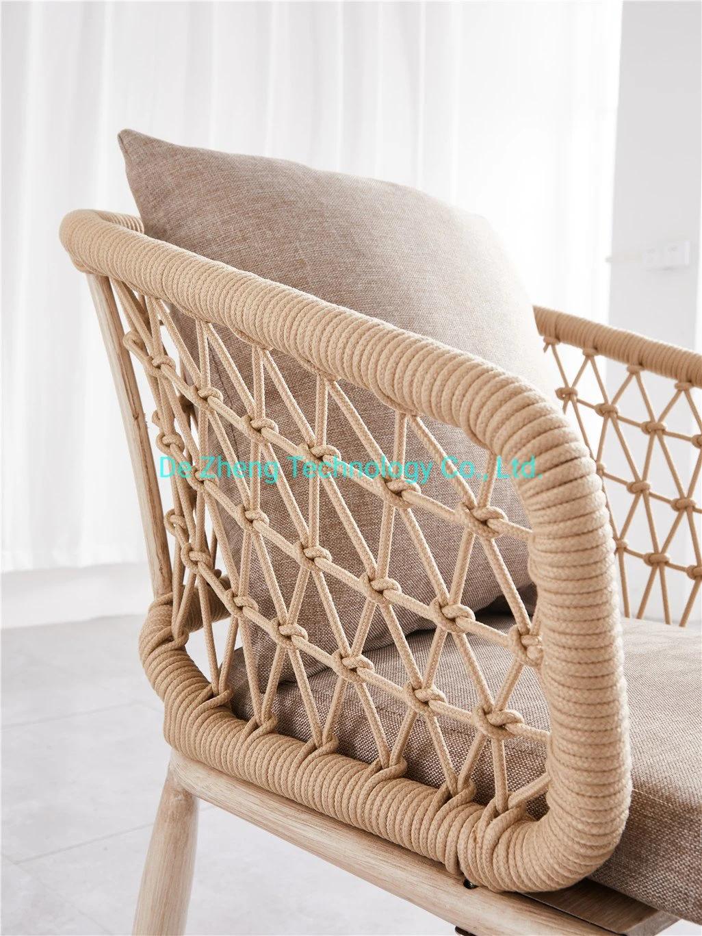 Indoor and Outdoor Modern Furniture Design Leisure Rope Arm Aluminum Cafe Furniture House Aluminum Rope Restaurant Furniture