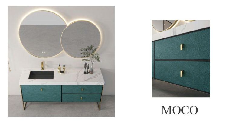 Modern Luxury New Material New Design Bathroom Cabinet with Round Mirror