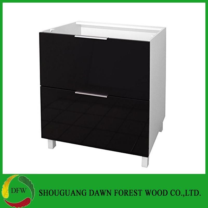 Base Cabinet Kitchen Cabinet with Drawers Cabinet, High-Gloss Lacquer Black Color Modern Kitchen Cabinet