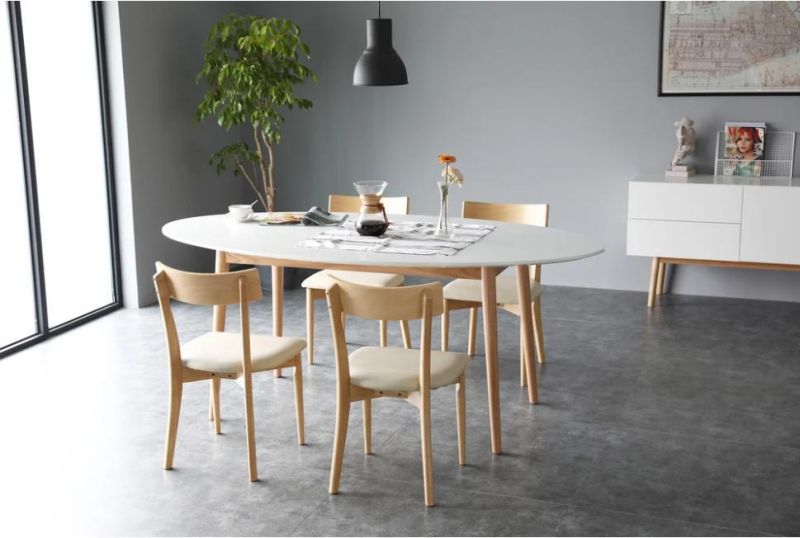 White Solid Wood Legs MDF Top Cheap Modern Dining Table