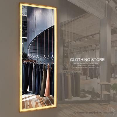 Gold Metal Frame Full Length LED Light Wall Mirror